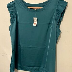 Maurices Teal Ruffle Sleeve Blouse
